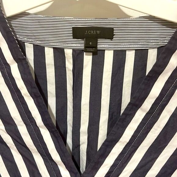 J Crew Blue and White Striped Peplum Tie Waist Blouse - Picture 2 of 7